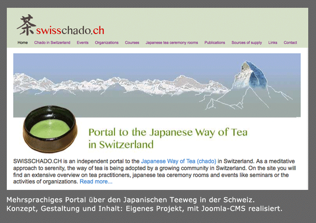 Joomla-CMS-Portal über Chado in der Schweiz: Eingangsseite